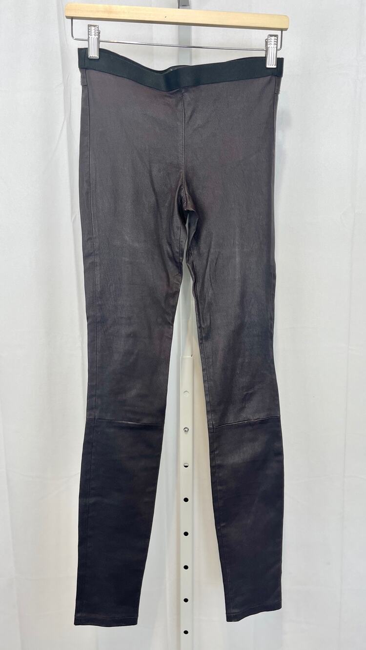 THEORY Ima Maximus Lamb Leather Pants Pull On Skinny Purple Size 4